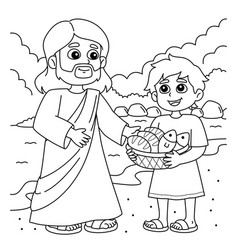 Christian Jesus Feeds 5000 People Coloring Page