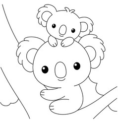 Cute Kawaii Cartoon Character Koala Mom And Baby