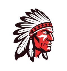 Native American Chief Head Face Red-indian Logo