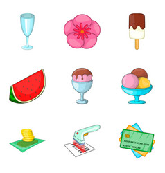 Wine Party Icons Set Cartoon Style