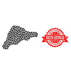 Textured South Georgia Stamp And Marker Mosaic Map