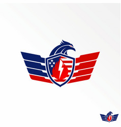 Eagle Head Wing American Flag Power Shield