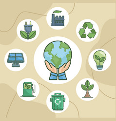 Ecology Icons Around Planet