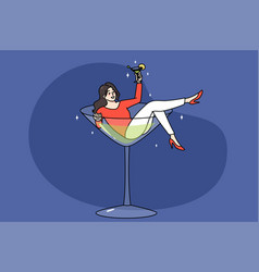 Smiling Woman Lying In Martini Glass