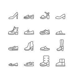 Woman Shoe Line Icon Set