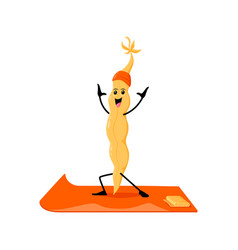 Cartoon Soy Bean Pod Vegetable Character On Yoga