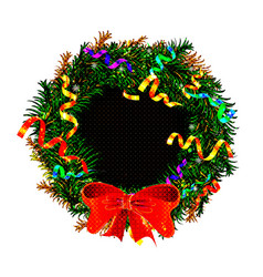 Christmas Wreath Red Ribbon Bow Isolated