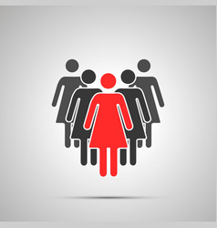 Group Women Silhouettes With Red Leader Simple