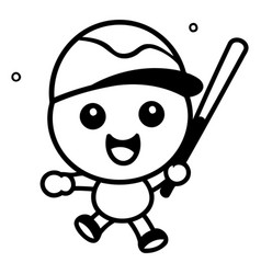 Cute Snowman Baseball Mascot Cartoon Character