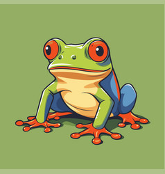 Frog Cartoon Character On Green Background