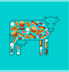 Beef Meat Products Transparent Cow With Hamburger