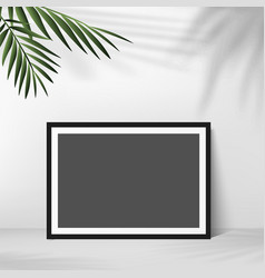 Black Photo Frame With Palm Leaves In White