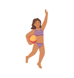 Happy Girl Play With Beach Ball Summer Activities