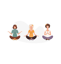 Set Women Doing Yoga Isolated