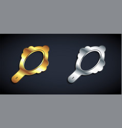 Gold And Silver Magic Hand Mirror Icon Isolated