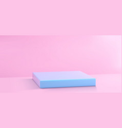 3d Pink Wall Studio Background With Blue Podium