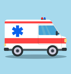 Ambulance Van Side View With Blue And Red Siren