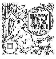 Happy New Year Rabbit Coloring Page For Kids