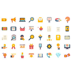 Marketing Mix Icons Set Flat Market