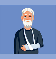 Senior Man Having His Arm In A Cast Cartoon