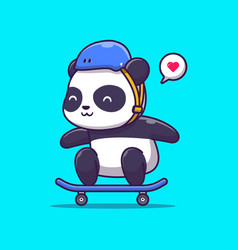 Cute Panda Play Skateboard Cartoon