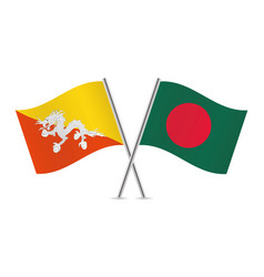 Kingdom Of Bhutan And Bangladesh Crossed Flags