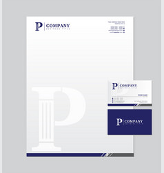 P Letter Logo And Business Card Letterhead