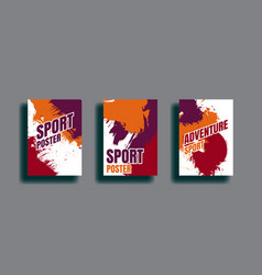 Sport Poster Design Set With Grunge Background