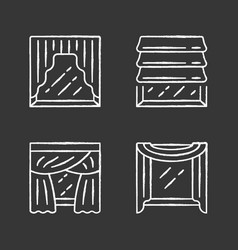 Window Drapes Chalk Icons Set Roman Shades Swags