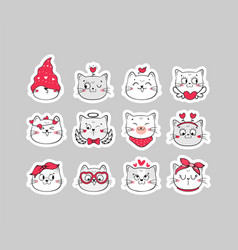 Cute Cupid Doodle Cats Stickers Valentine Day