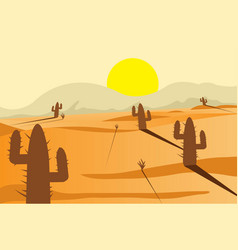 Desert Landscape With Sun Rising