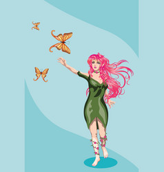 Fairy Girl With Long Pink Hair