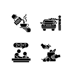 Teen Jobs Black Glyph Icons Set On White Space