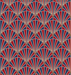 Red Blue Art Deco Shell Pattern