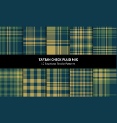 Tartan Plaid Pattern Set Green Gold Blue