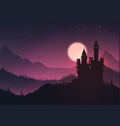 An Castle In A Landscape At Night