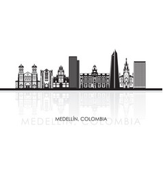 Silhouette Skyline Panorama Of City Of Medellin