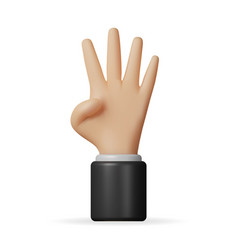 3d Hand Showing Four Fingers Isolated