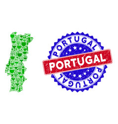 Bicolor Portugal Textured Stamp And Wine Collage