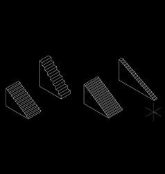 Stairway Set 3d Outline Isometric Projection