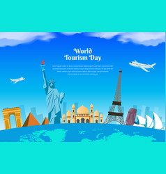 World Tourism Day Design With Famous Landmarks