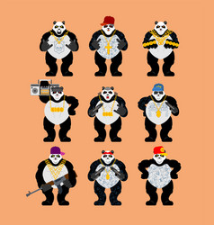 Panda Gangster Gang Set Cool Bear Gang Of Bandits