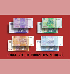 Pixel Mosaic Set Of Morocco Banknotes