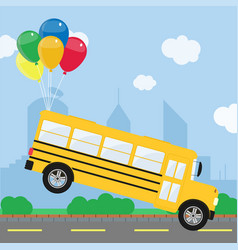 School Bus Flying With Balloons