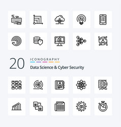 20 Data Science And Cyber Security Line Icon Pack