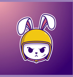 Mad Rabbit Wearing Helmet Cartoon