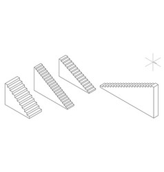 Stairway Set 3d Outline Isometric Projection