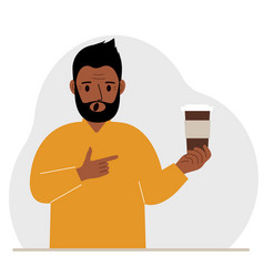 A Man Holds Paper Cup With Coffee