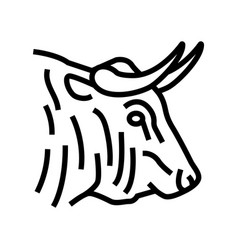 Bull Animal Zoo Line Icon