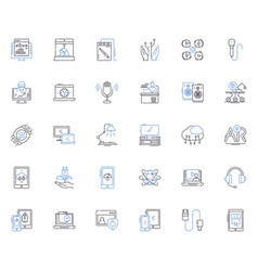 Computer Mart Line Icons Collection Technology